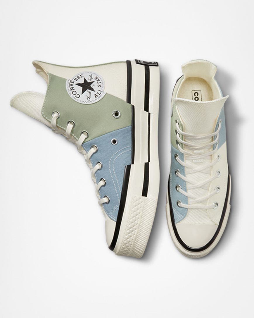 Dámské Boty Vysoké Converse Chuck 70 Plus Materiál Mashup Olivy Zelené | CZ AUTQ79